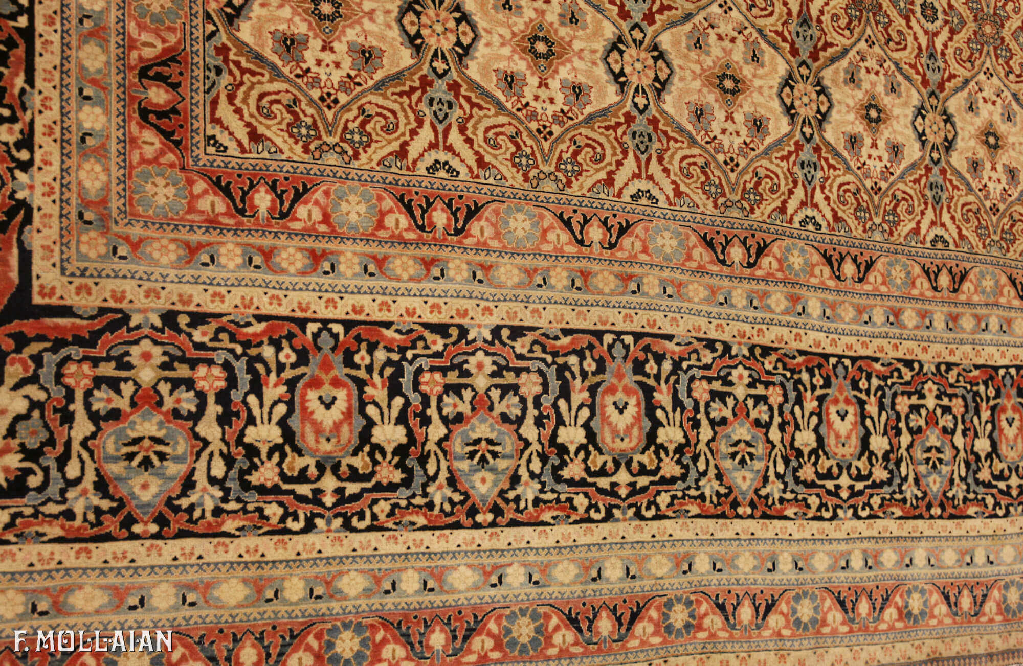 Tappeto Persiano Antico Kashan Mohtasham n°:84256264